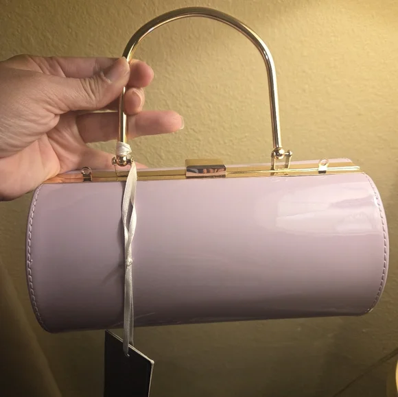 Elegant Lilac Top Handle Box Handbag | Crossbody With Twillie Included - Picture 7 of 9